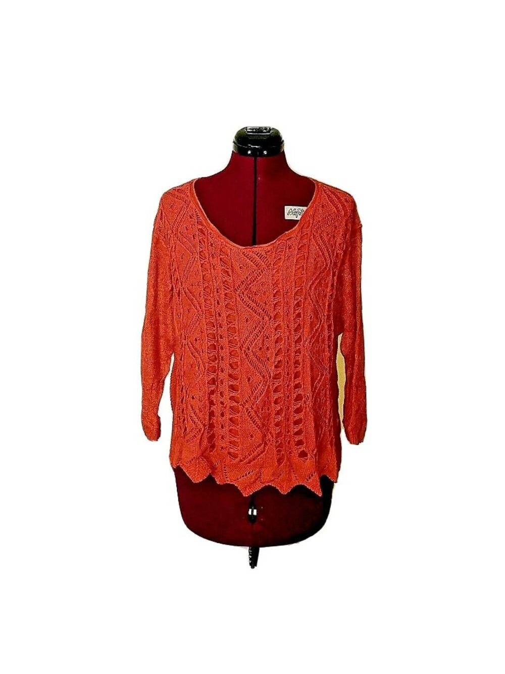 MOTH Anthropologie Women’s Sweater Medium Burnt Orange Hi-Low Hem Knit Pullover